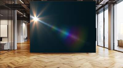 lens flare light over black background. easy to add overlay or screen filter over photos Wall mural