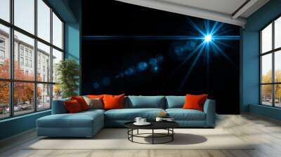 lens flare light over black background. easy to add overlay or screen filter over photos Wall mural