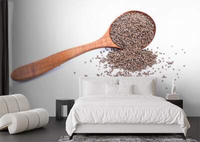 Pile of black sesame seeds isolated on white background Wall mural