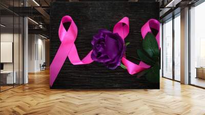 Pink ribbon, Breast cancer awareness symbo Wall mural