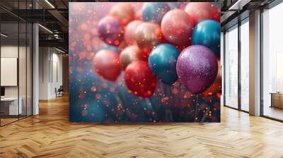 A bright backdrop featuring a cascade of glitter and balloons. - Event decoration background Wall mural