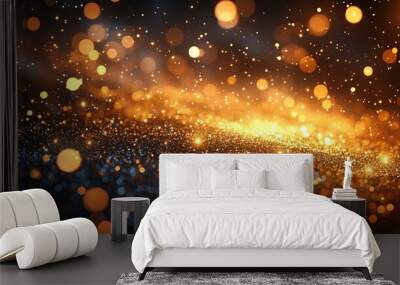 A festive, glittering texture for celebratory occasions features in an abstract gold sparkle background. Wall mural