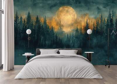 A serene forest clearing adorned with a Native American medicine wheel, a sacred symbol representing the spiritual connection to Mother Earth and the eternal cycles of nature, rendered in the ethereal Wall mural