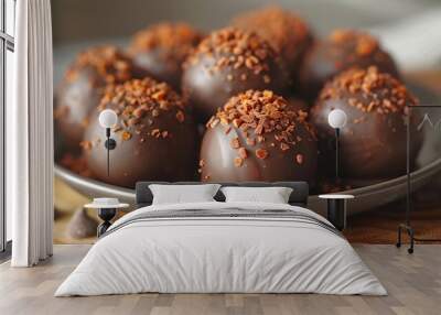 A serving of rich chocolate and orange truffles, perfect for a treat. Wall mural