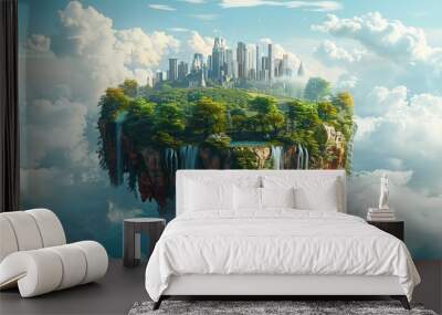 An ethereal isle adorned with myriad landscapes, a testament to the boundless realm of creativity. Wall mural