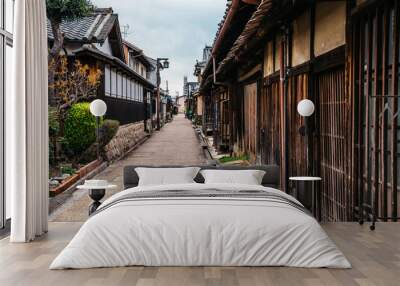 Japanese old traditional town Imaicho in Nara, Japan Wall mural