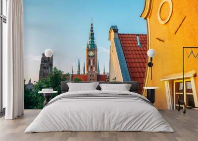 Town Hall and old town house in Gdansk, Poland Wall mural