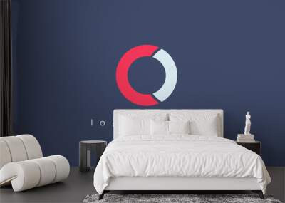 Abstract Initial Letter C an O Linked Logo. Red and White Circular Rounded Cutout Style isolated on Blue Background. Usable for Business and Technology Logos. Flat Vector Logo Design Template Element. Wall mural