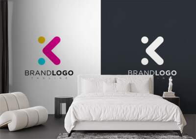 Abstract Letter K Logo Rounded Line with Dots. Flat Vector Logo Design Template Element. Wall mural