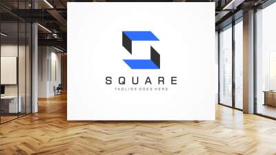 Abstract Letter S Square Logo. Blue Geometric Double Arrow. Usable for Business, Real Estate, Construction, Architecture and Building Logos. Flat Vector Logo Design Template Element. Wall mural