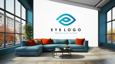 Abstract Vision Eye Logo. Blue Linear Geometric Infinity Style isolated on White Background. Usable for Business and Technology Logos. Flat Vector Logo Design Template Element Wall mural