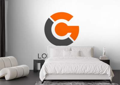 Black Orange Circular Initial Letter C and G with Dot Logo Concept Design Template isolated on white background. Flat Vector Illustration Wall mural