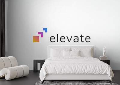 Elevate Logo Image. Colorful Geometric Shapes Stairs Symbol isolated on White Background. Flat Vector Logo Design Template Element for Business and Branding Logos. Wall mural