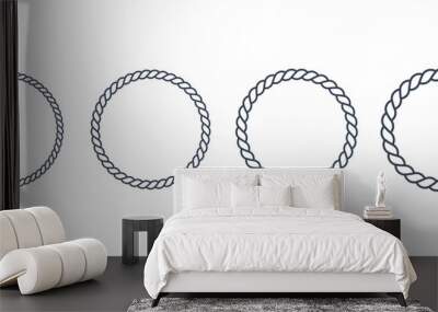 Set of Circular Ropes isolated on White Background. Circle Rope Symbol. Flat Line Vector Icon Design Template Element for Decoration. Wall mural