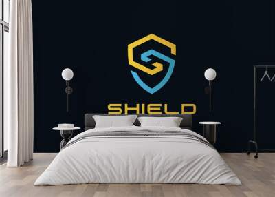 Shield Logo Vector Letter S Protection Security Logo Design Template Element Wall mural