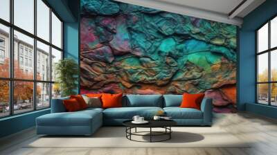 Multicolor green blue purple pink background Toned rock texture Wall mural