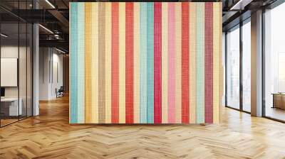 Vintage summer spring autumn stripe pattern, linen fabric texture. AI generative Wall mural