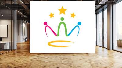 crown people community concept icon vector illustration design Wall mural