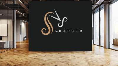 s letter arrow hair cut logo icon vector concept design Wall mural