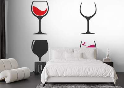 wine glasses toasting logo icon vector Wall mural