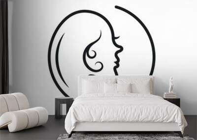 woman head  line  vector icon illustration concept Wall mural