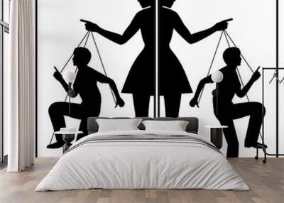 controlling wife. domineering woman and passive man in a abusive relationship Wall mural