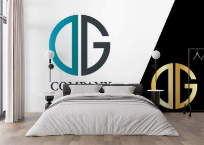 Initial Letter DG With Linked Circle Logo Wall mural