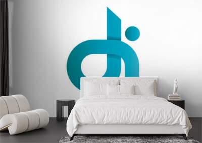 Initial Letter DI Rounded Lowercase Logo Wall mural