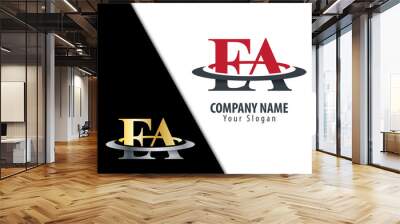 Initial Letter FA EA With Overlapping Swoosh Circle Logo Wall mural