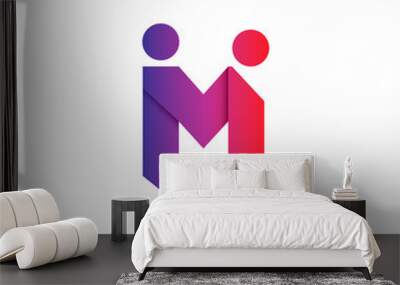 Initial Letter M Partnership Design Logo Wall mural