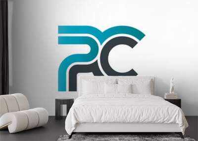 Initial Letter PC Linked Design Logo Wall mural