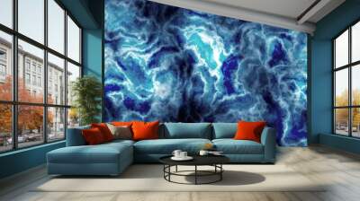 Blue abstract marble veiny seamless surface background Wall mural