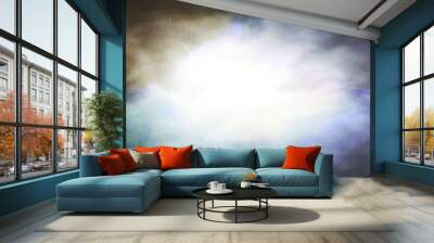 Blue and brown foggy smoky cloudy vignette frame background Wall mural