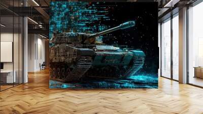 A computer generated image of a tank with a blue background Wall mural