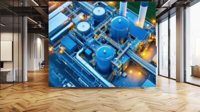 A large industrial plant with many tanks and pipes Wall mural