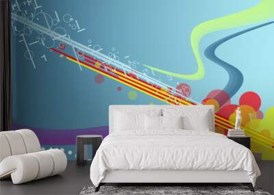 vector de líneas y formas abstractas en colores varios Wall mural