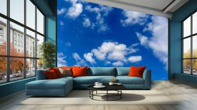 blue sky with white clouds Wall mural