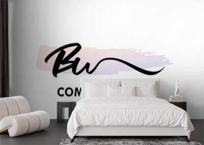 BU Watercolor Initial Logo Design Vector Wall mural