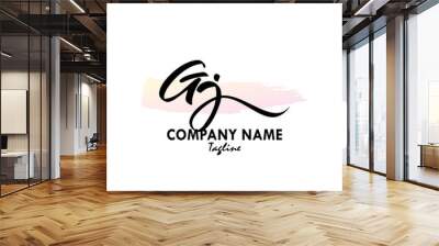 GJ Watercolor Initial Logo Design Vector Wall mural