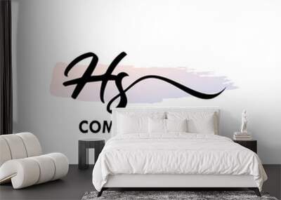 HS Watercolor Initial Logo Design Vector Wall mural