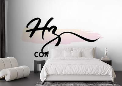 HZ Watercolor Initial Logo Design Vector Wall mural