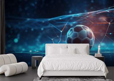 soccer ball on the blue technology Wall mural