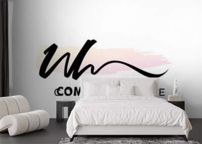 WH Watercolor Initial Logo Design Vector Wall mural