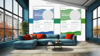 Corporate business flyer template design set with two color and image. Wall mural