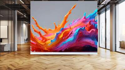 3D sculpture of colorful abstract waves Wall mural