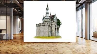 The Beautiful Ancient Old Castle it's not a castle or church. it's just an old abandoned house isolated on white background. This has clipping path. Wall mural