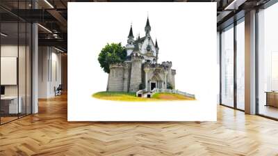 The Beautiful Ancient Old Castle it's not a castle or church. it's just an old abandoned house isolated on white background. This has clipping path. Wall mural