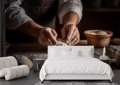 Baker baking bread on Table
 Wall mural