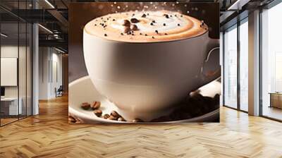 Creamy Coffee Bliss. Enjoying an Awesome Cappuccino. Product Photo Wall mural