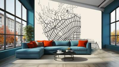 Detailed hand-drawn navigational urban street roads map of the CITY OF BEVERLY HILLS of the American LOS ANGELES CITY COUNCIL, UNITED STATES with vivid road lines and name tag on solid background Wall mural